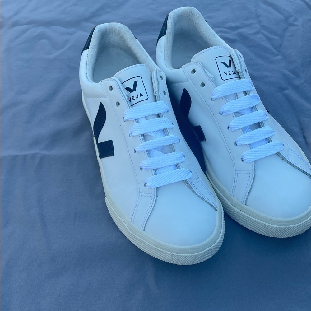 Veja White and Black Sneakers—W size 10– M size 8